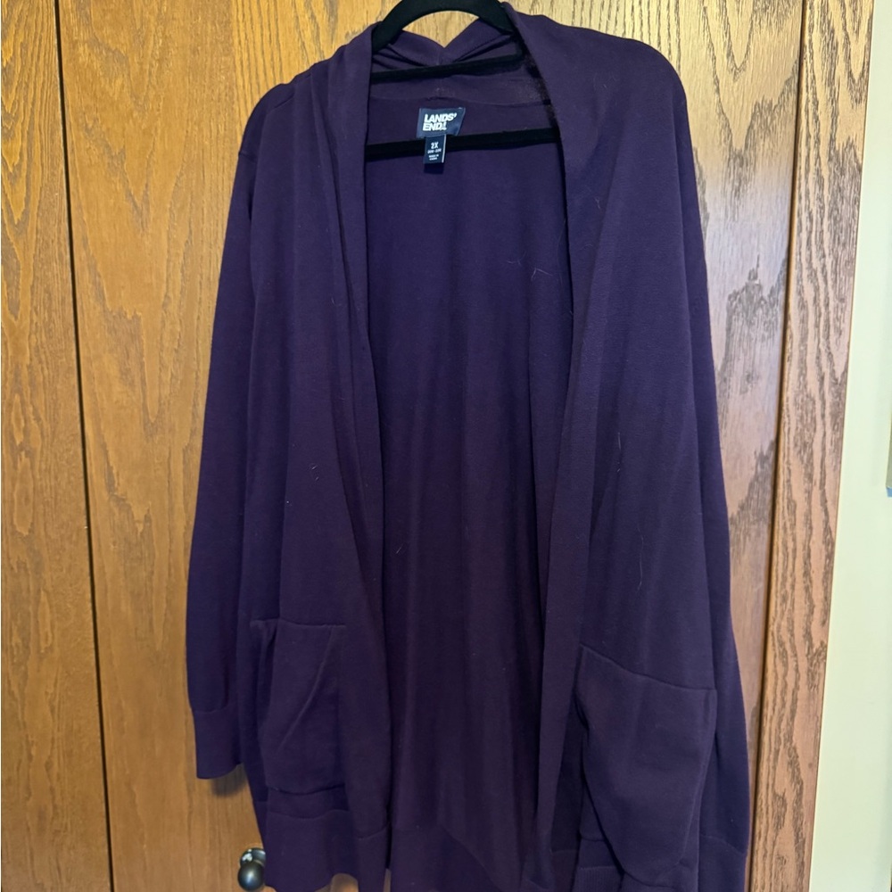 Lands' End Women's Purple Cardigan Sweater